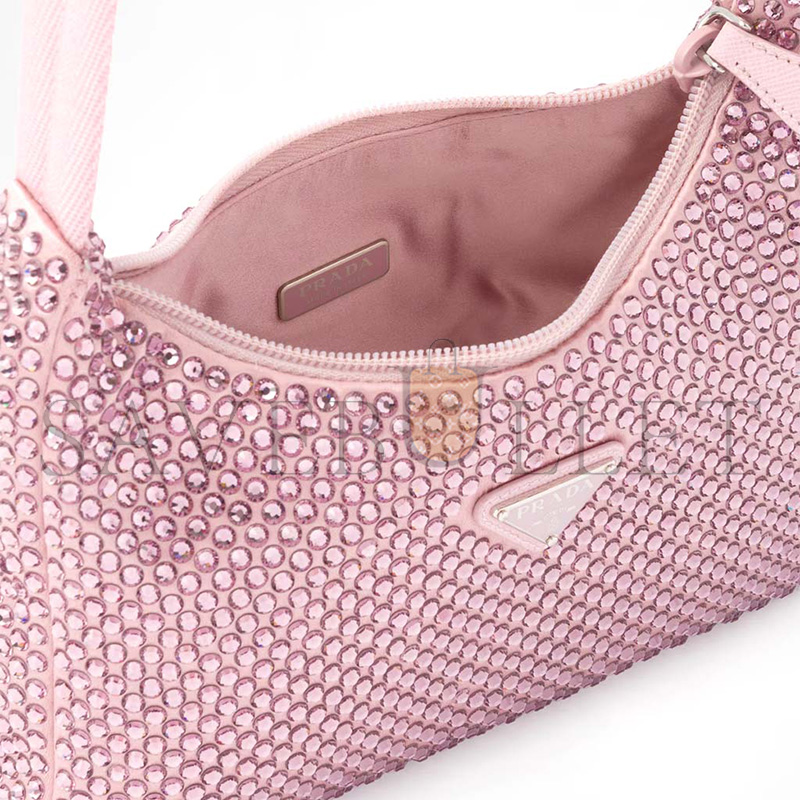 Pra*a re-edition satin mini-bag with crystals 1bc515 (22*17*6cm)